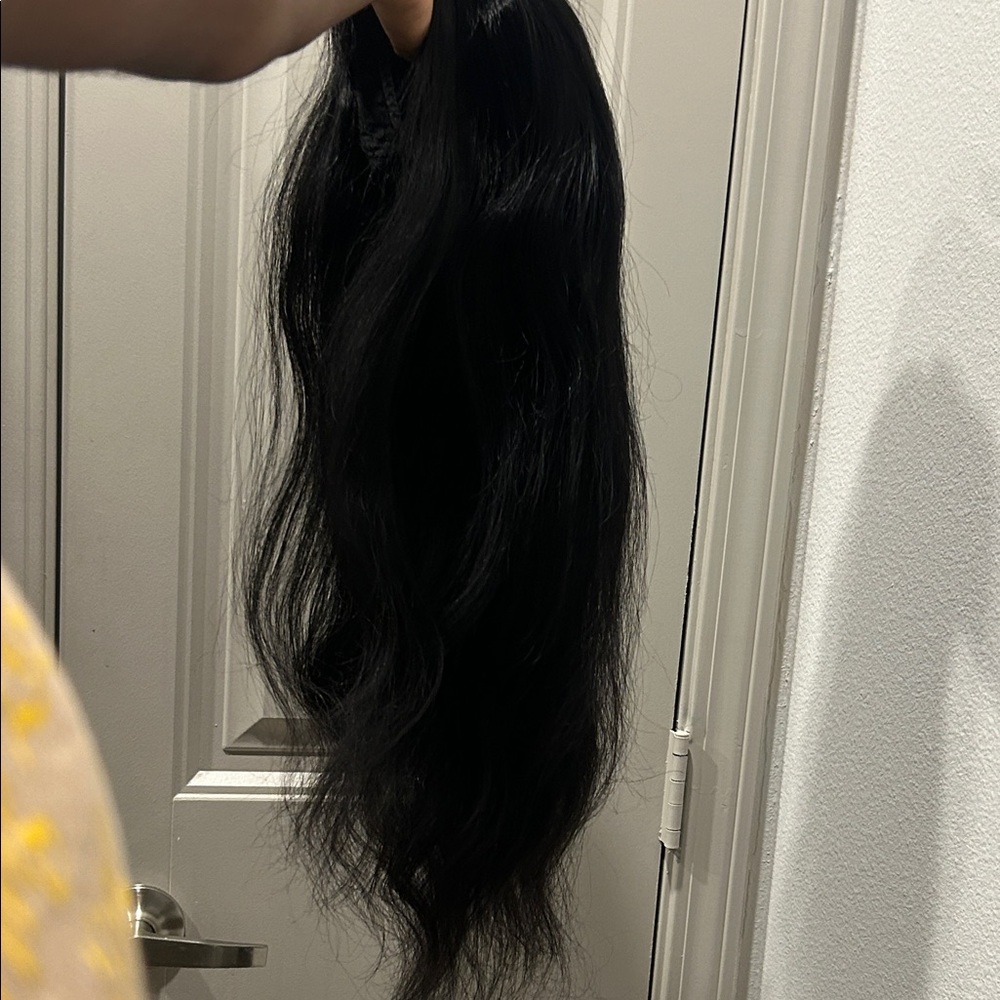 Luxurious Jet Black Half wig